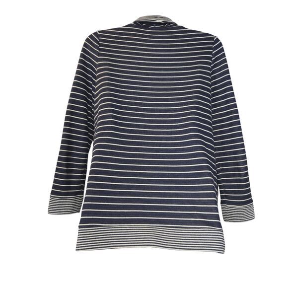 Chicos Women Size 0 Small 4 Pullover Shirt Stretch Blue White Striped Nautical - Picture 4 of 10